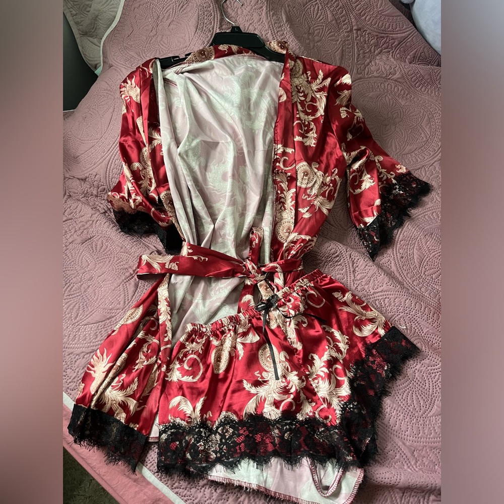 satin robe and short set!